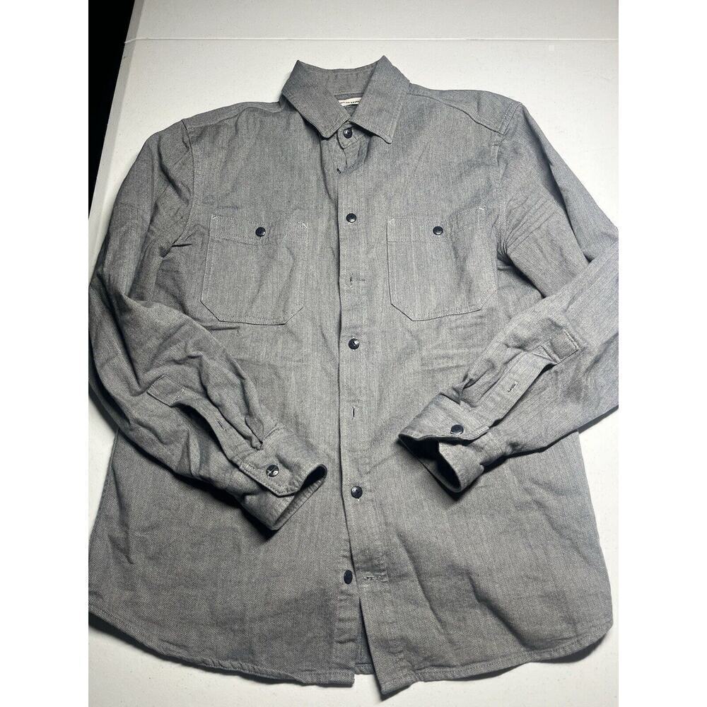 Taylor Stitch Gray Mid Weight Utility Casual Button Down Shirt Flannel Mens 40